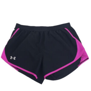 Under Armour Running Shorts Women's Sz M Black Pink Heatgear Loose Fit Athletic